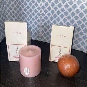 2 Skin So Soft & Sensual Scented Candle Avon Pink & Orange New In Box Sealed